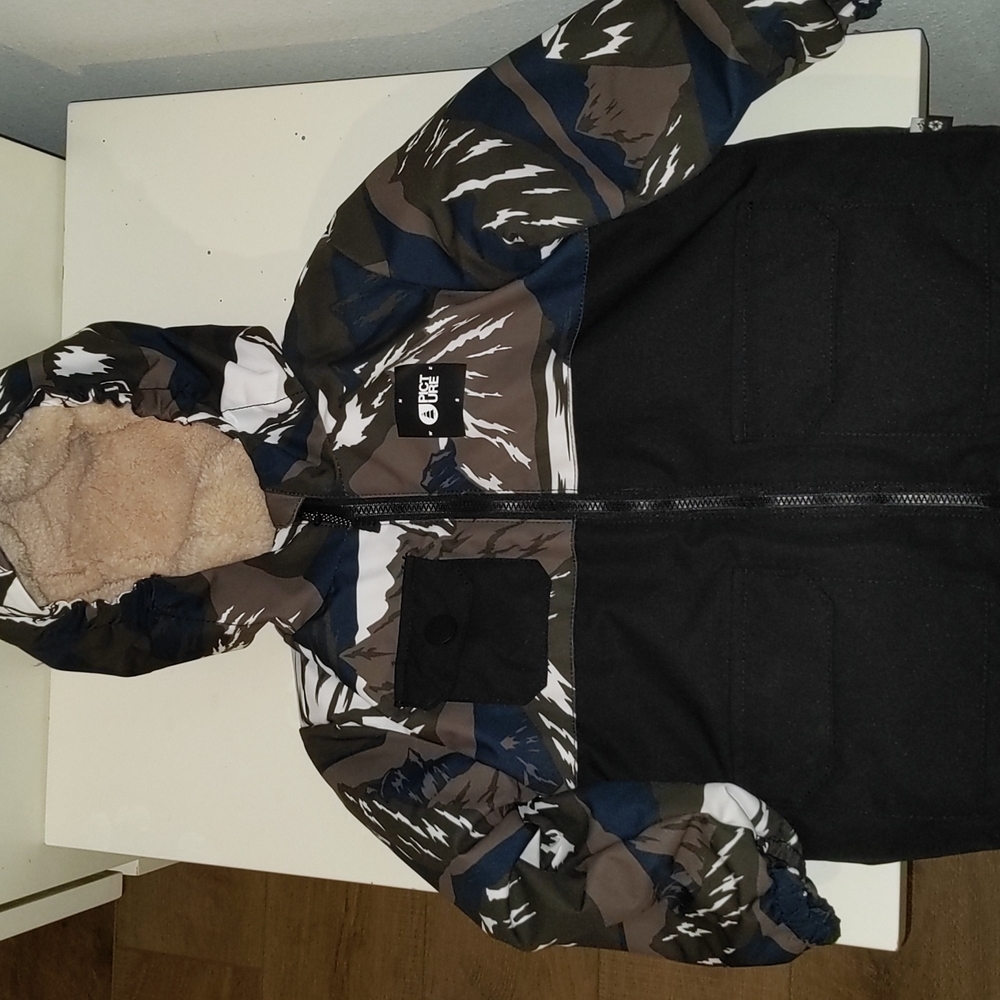 Picture Organic Snowy Ski Jacket, Infant 18-24, Black and Brown Print